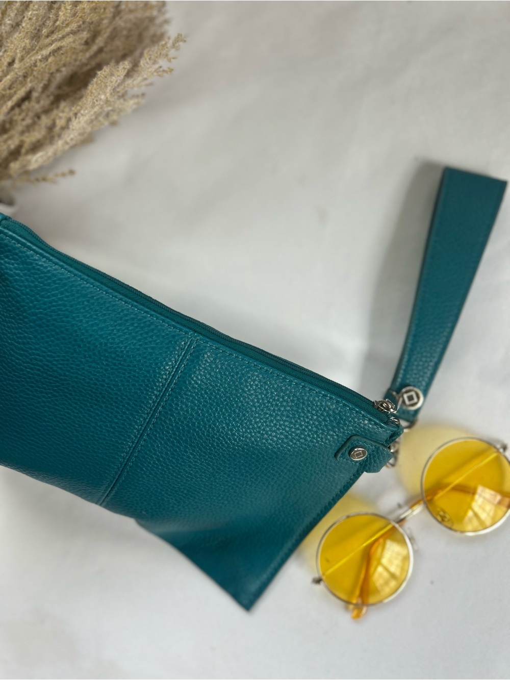 Jewel Teal Leather Wristlet Clutch - Women - Picture 7 of 8